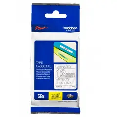 BROTHER - TZE-135 Cinta de 12mm con impresión blanca sobre base transparente, rollo de 8 metros para