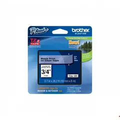 BROTHER - TZE-141 18mm Negro en Fondo Transparente Cinta 8mt pPT-E300VPE550