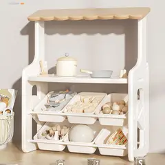 BEBECO - Mueble organizador Infantil tipo Tienda Blanca con Beige