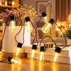 GENERICO - Guirnalda De Luces Solares Con Ampolletas Vintage 10 Metros 10 Ampolletas Incluidas