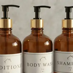 TODOHOGAR SANTIAGO DE CHILE - Set De 3 Dispensadores De Vidrio Ámbar 500 Ml Con Bomba