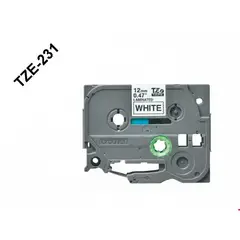 BROTHER - TZE-231 12mm Negro sobre Fondo Blanco Cinta 8mt para PT-H110E300E550