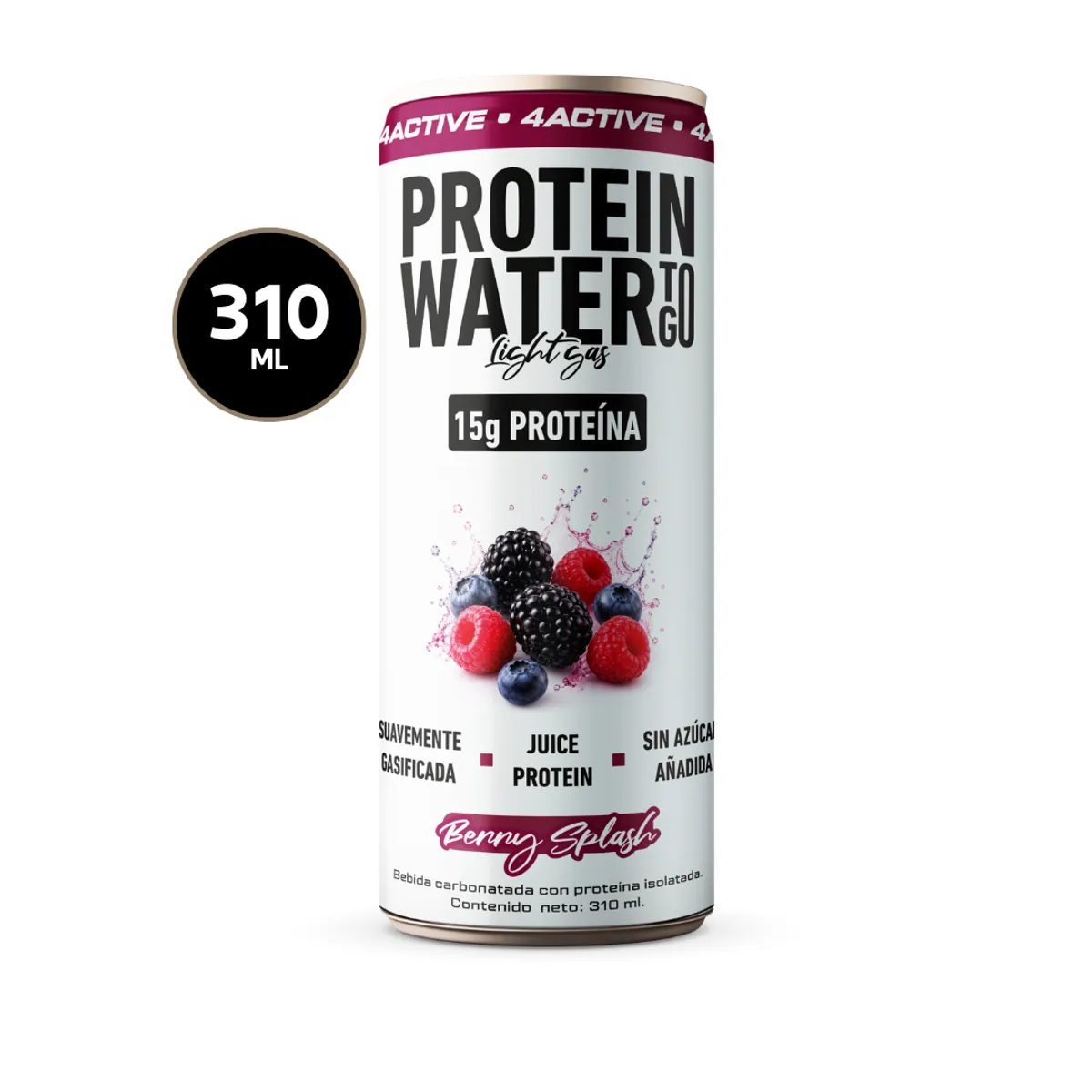GENERICO - 4Active Protein Water To Go Light Gas 15g Proteína 310 ml | Bebida Proteica