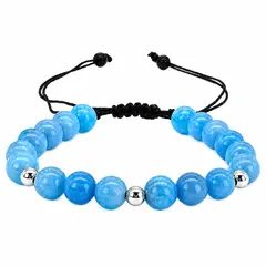 GENERICO - Pulsera Jade Azul y Plata Piedra Natural Ajustable Para Serenidad