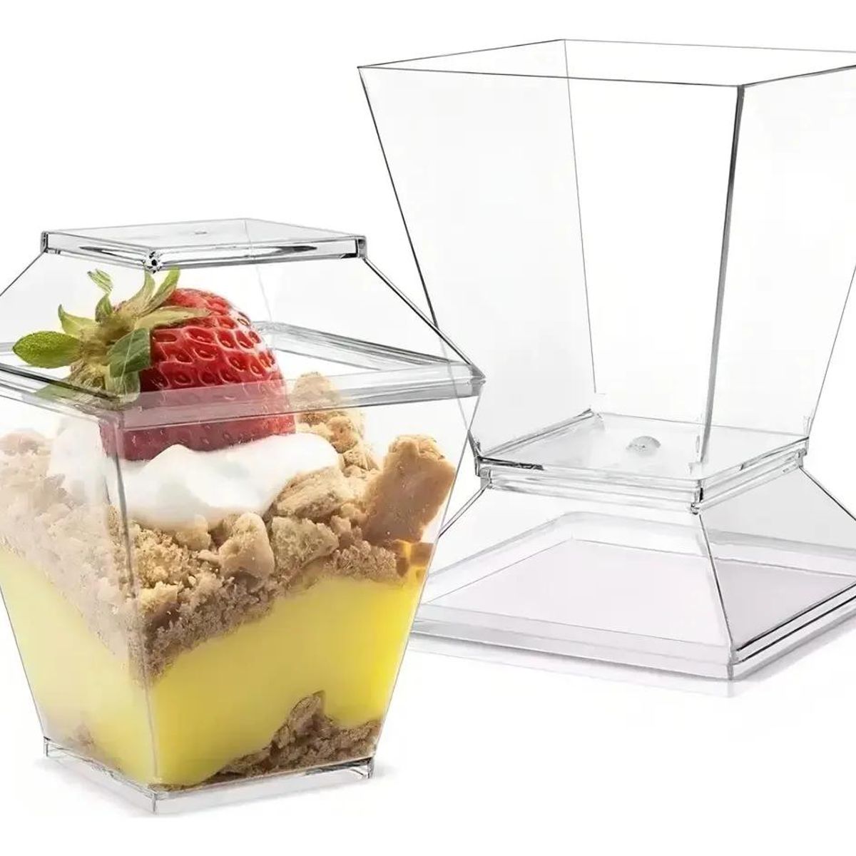 GENERICO - Set de 20 vasos transparentes para postres y aperitivos en plástico duro