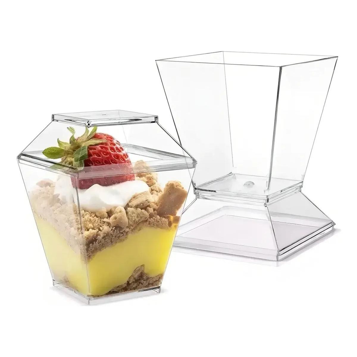 GENERICO - Set de 20 vasos transparentes para postres y aperitivos en plástico duro