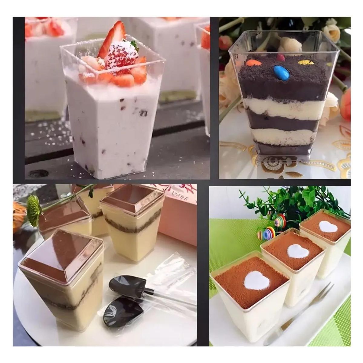 GENERICO - Set de 20 vasos transparentes para postres y aperitivos en plástico duro