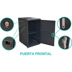 GENERICO - RK22-8LF Rack 22U Ciego Fondo-80cm Ancho-19pulg Piso Ruedas Bandeja PDU