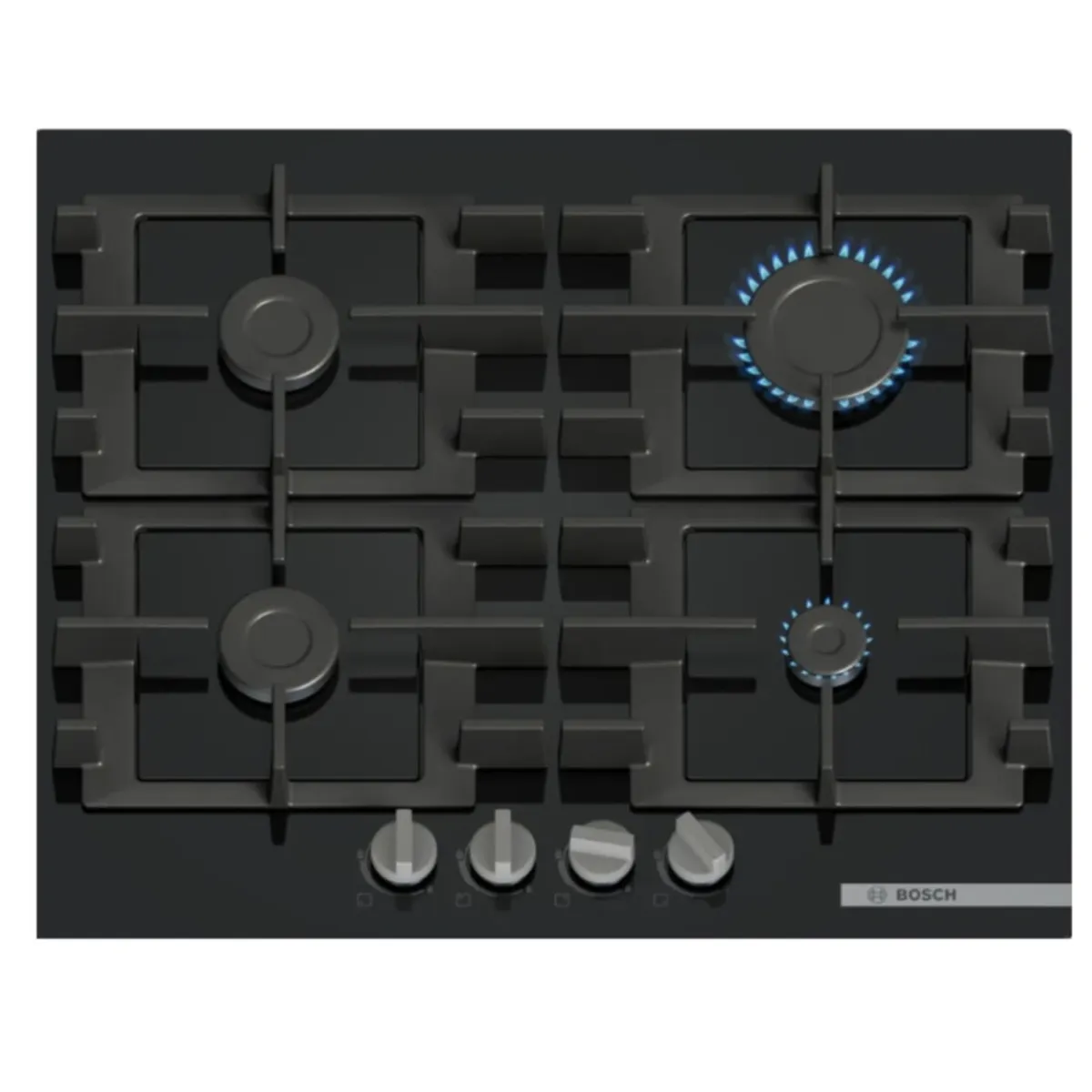 BOSCH - Encimera a gas bosch serie 4 pnp6b6k40 60 cm 4 quemadores vidrio templado negro