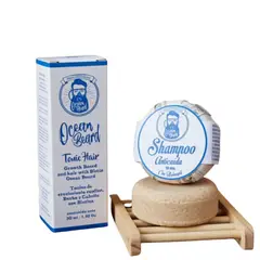 OCEAN BEARD - Pack Shampoo Sólido Anticaída + Tónico Crecimiento Barba y Cabello con Biotina