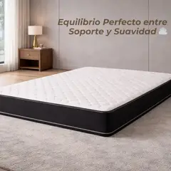 GENERICO - Colchón Híbrido 2 Plazas - Resortes Bonnell + Espumas de Soporte Reforzado