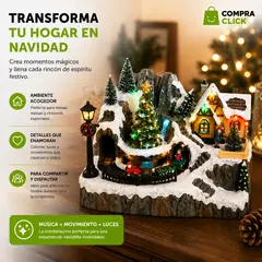 MOVI - Aldea Navideña Musical con Luz LED y Movimiento Decoración Navideña