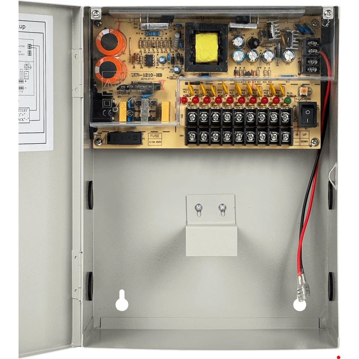 CCTV - F12-3H CCTV Fuente de Alimentación con Respaldo de Batería 12V 3A 9 Canales de Salida Gabinete con