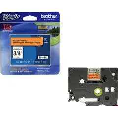 BROTHER - TZE-B41 18mm Negro en Fondo Naranjo-Fluor Cinta 5mt pPT-E300E550