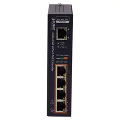 PLANET - IPOE-E174 Extensor industrial para riel DIN con switch 5 puertos 101001000, entrada 60W y