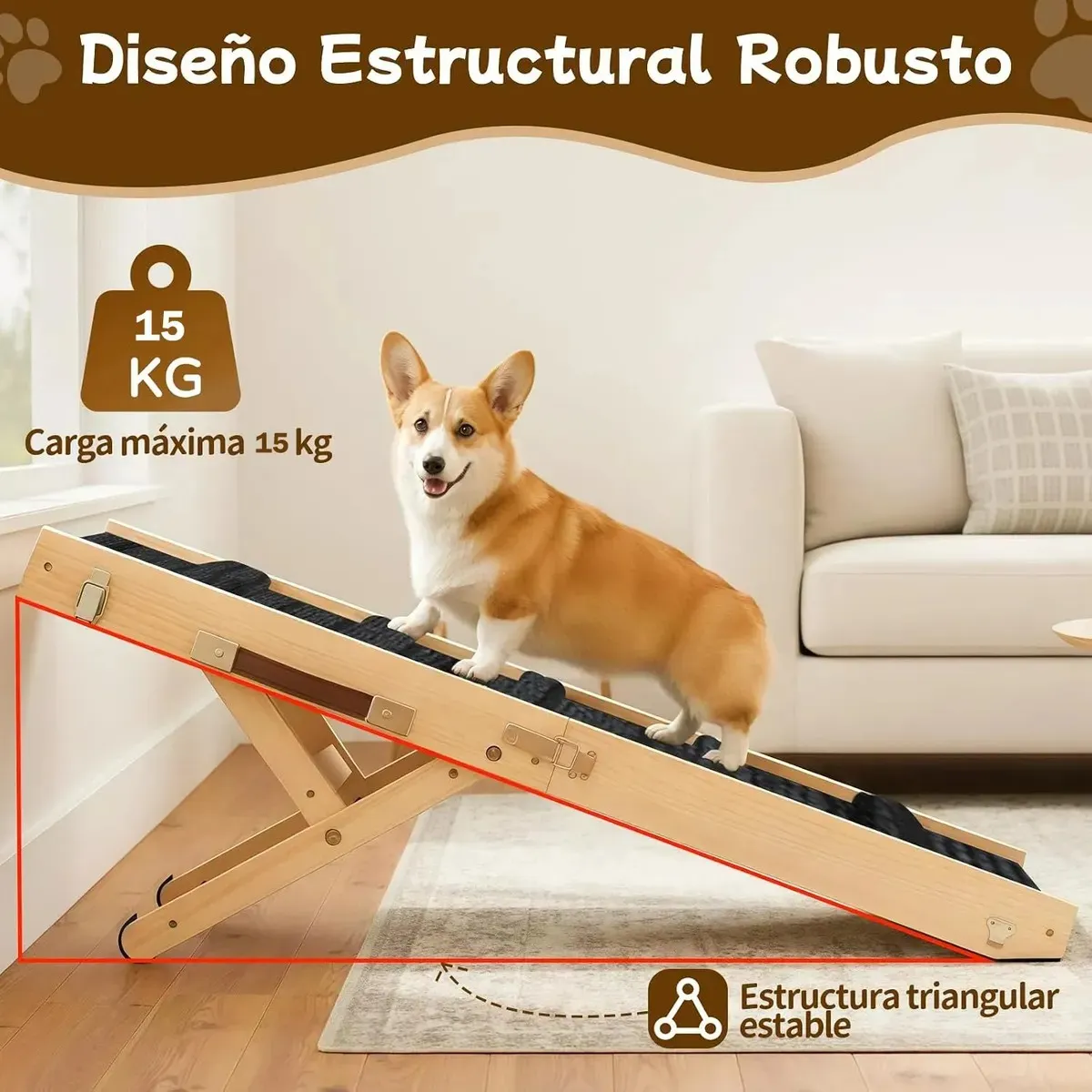 EVERSO - Rampa Para Perros Escalera Mascotas Ajustable Antideslizante