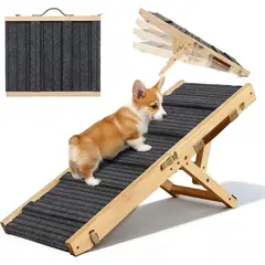 EVERSO - Rampa Plegable para Perros de Madera Ajustable en 4 Niveles Antideslizante