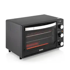 THOMAS - Horno Eléctrico de Mesa 25 Litros 1500W con Grill, 2 Bandejas y Timer 120 Minutos Negro