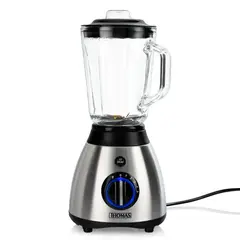 THOMAS - Licuadora Juguera 800W Jarro de Vidrio 1,5 Litros 5 Velocidades Pica Hielo Gris