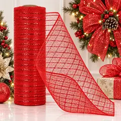 HERRERA MAISON - Cinta Navidad Malla 10 MT Rojo