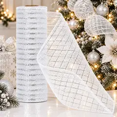 HERRERA MAISON - Cinta Navidad Malla 10 MT Blanco