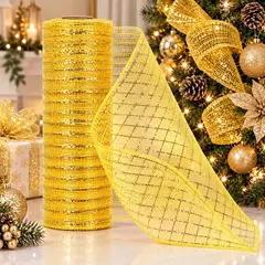 HERRERA MAISON - Cinta Navidad Malla 10 MT Amarillo 2