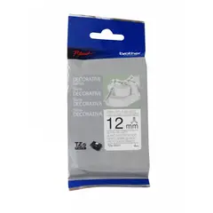 BROTHER - TZE-R231 Cinta Laminada Satinada 12mm Texto Negro sobre Base Blanca 4 metros para