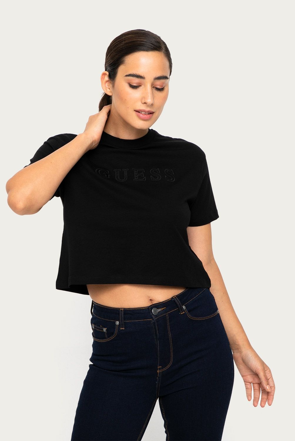 GUESS - Guess Polera Lisa Manga Corta Mujer