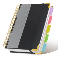 GENERICO - Libreta A5 Espiral 150 Hojas Cuero PU con Regla y Separadores