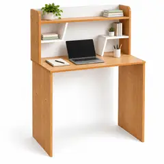 GENERICO - Escritorio Estudio Home Office Moderno con Librero Repisas Abiertas Natural Dormitorio 80x43x100cm
