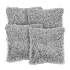 GENERICO - Pack 4 Fundas De Cojin 40x40 Peludas Para Sofa
