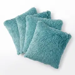 GENERICO - 4 Fundas Cojin Peludo Microfibra 40x40 Decoracion Cama