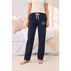 KOWHAI - Pantalón de Pijama Franela Mujer Flor de Loto