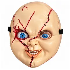 GENERICO - Máscara Muñeco Terror Cicatrices Halloween Cara Completa