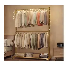 GENERICO - PERCHERO ORGANIZADOR DE ROPA DOBLE PISO 180X120X40 WM DORADO
