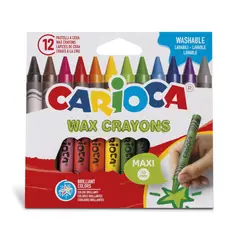 CARIOCA - Crayones de Cera Jumbo Maxi 12 Unidades Lavables