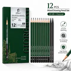 GIORGIONE - Set 12 Lápices de Dibujo G-08912 Grafito y Carbón