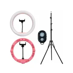 GENERICO - Aro De Luz Led Grande Rosado De 32cm Con Tripode 2.1m