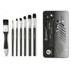 GIORGIONE - Set 8 Pinceles MX001 Pelo Negro Estuche Metálico