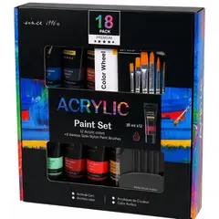 GIORGIONE - Set 12 Pinturas Acrílicas 35 ml + 6 Pinceles