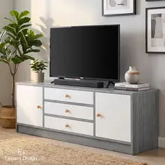 ELEMENT DESIGN - Rack TV 55 pulgadas Nórdico con Cajones y Puertas 140x30x54 cm Gris