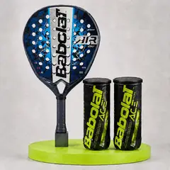BABOLAT - SUPER PACK PALA DE PADEL AIR VIPER + 2 TARROS DE PELOTAS ACE