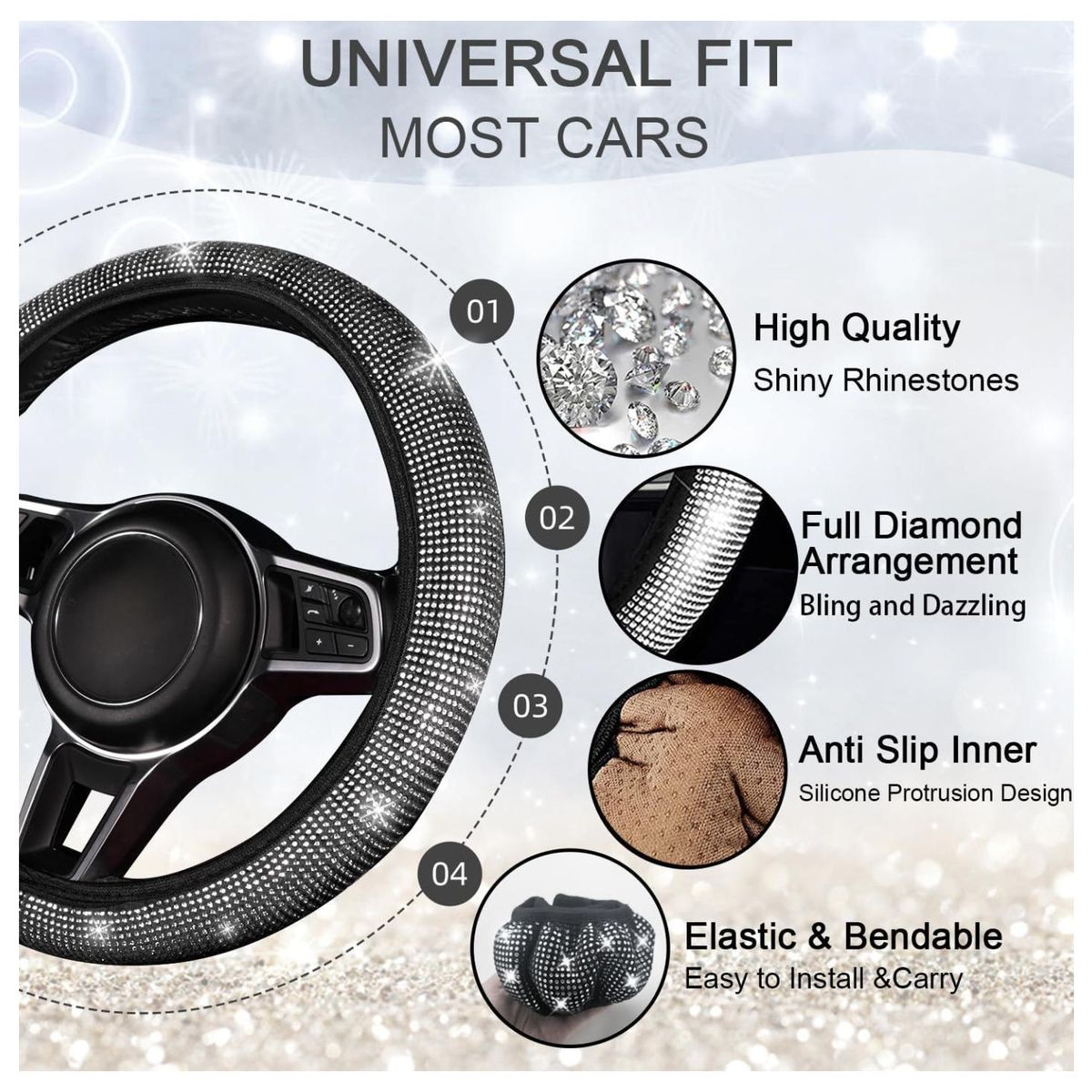ATURE - Set 13 Fundas Protectoras Cubrevolantes Universal Diamante