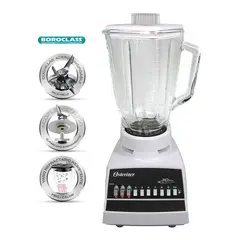 OSTER - Licuadora Juguera Clásica 10 Velocidades 300W Jarra Vidrio 1,25 L Pica Hielo Blanca
