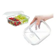 GENERICO - Taper Hermético de Vidrio con 2 Divisiones para Alimentos