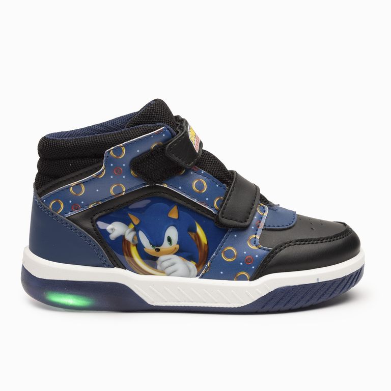 Zapatillas Con Luces Caña Alta Niño Aros Dorados Azul