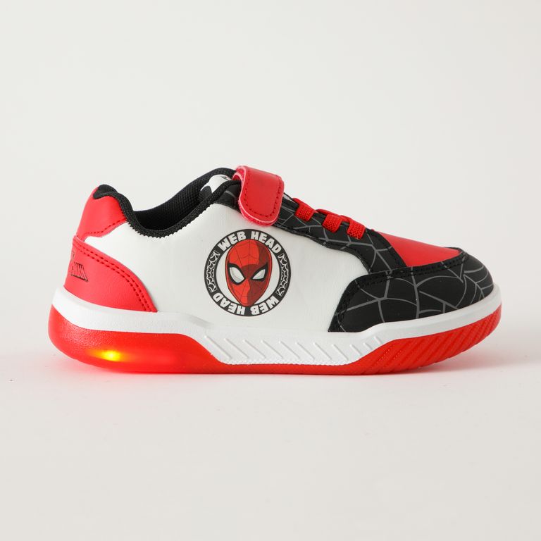 Zapatillas Con Luces Niño Sello Spiderman Blanco