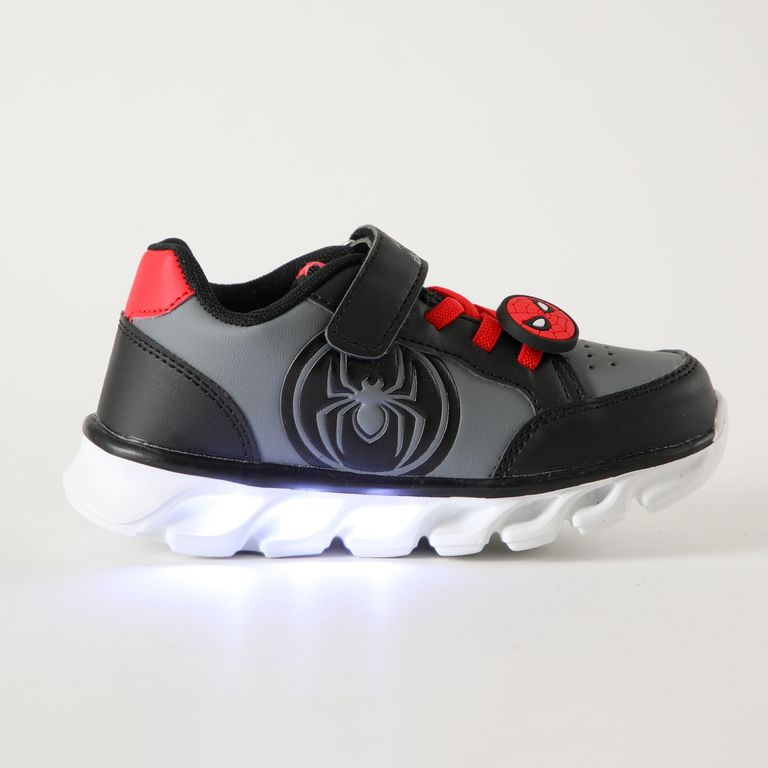 Zapatillas Con Luces Niño Araña Spiderman Negro