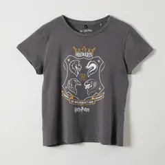 WARNER BROSS - Polera Manga Corta Mujer Escudo Negro Harry Potter