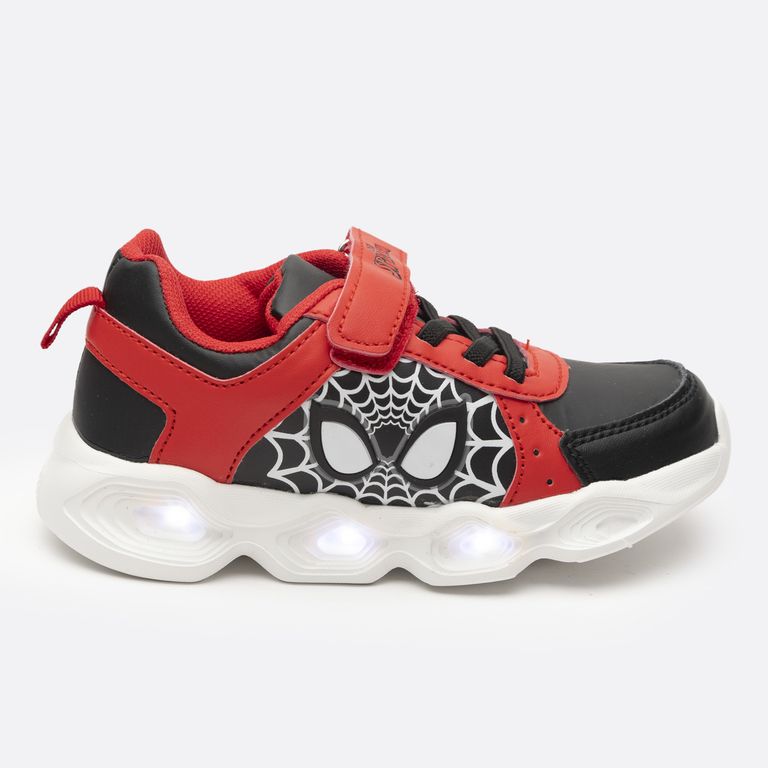 Zapatillas Con Luces Niño Ojos Spiderman Negro
